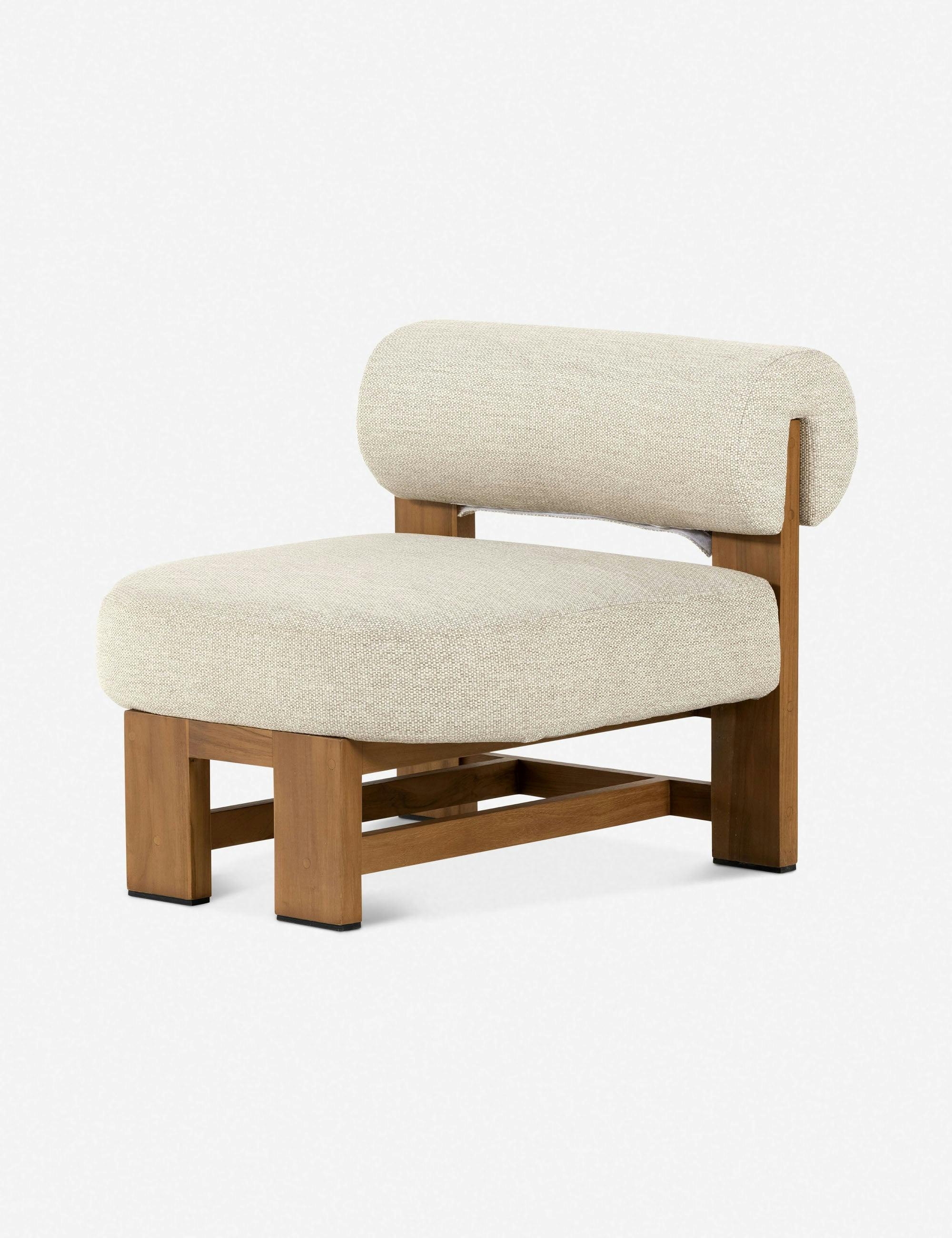 Nellie Beige Upholstered Teak Wood Indoor/Outdoor Accent Chair