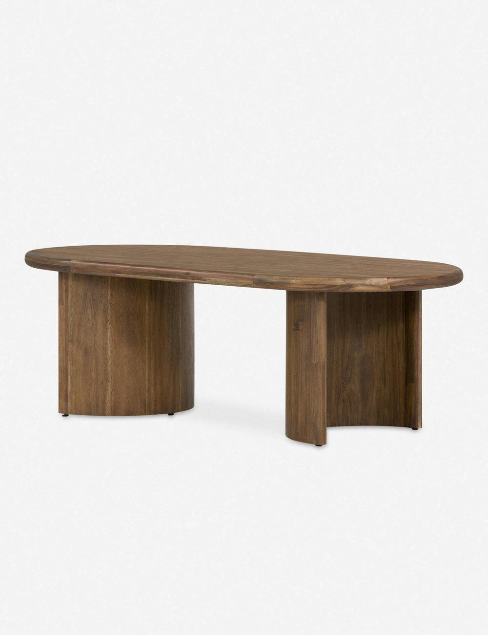 Gilda Dark Brown Acacia Wood Oval Coffee Table