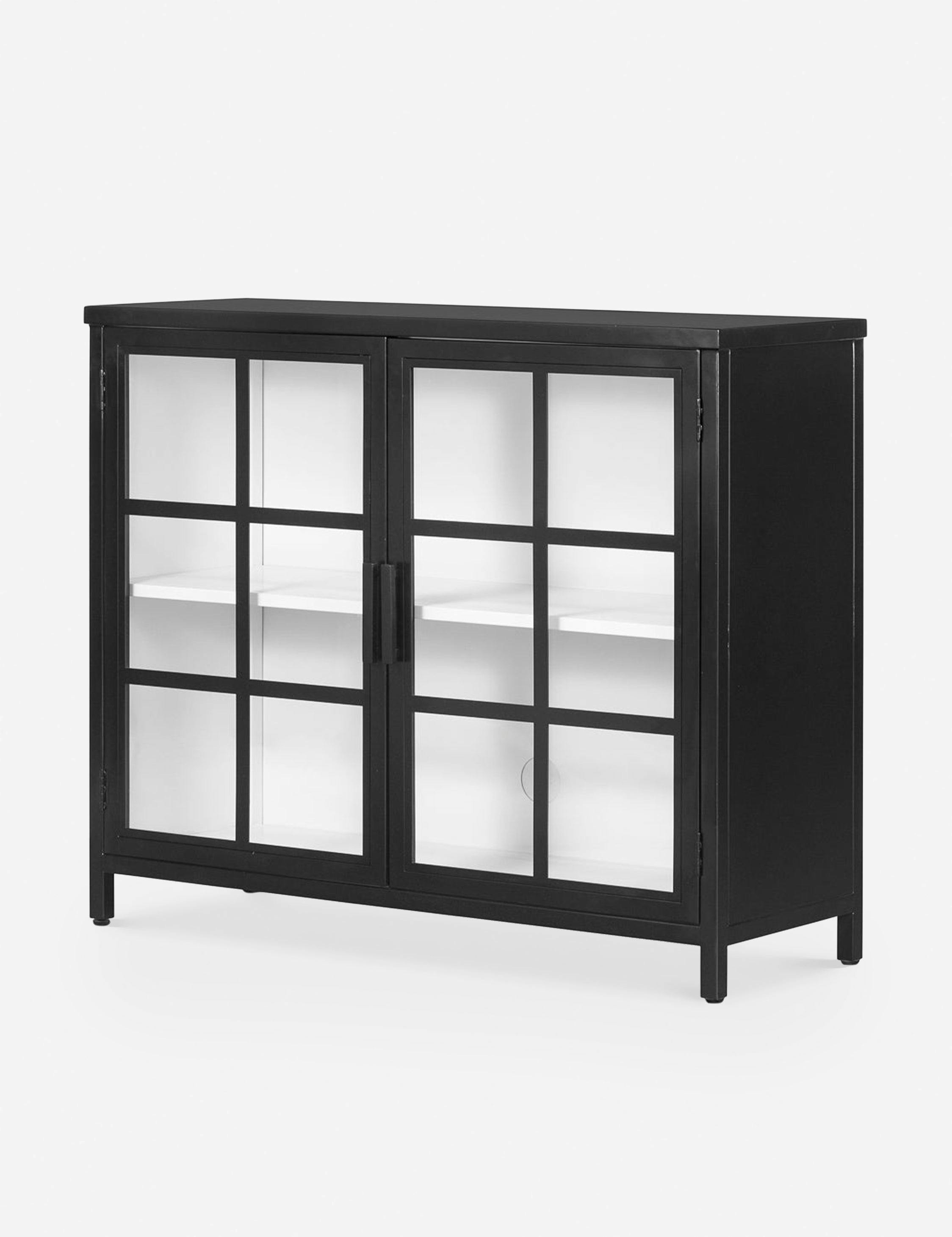 Marjorie Small Black Glass Curio Cabinet