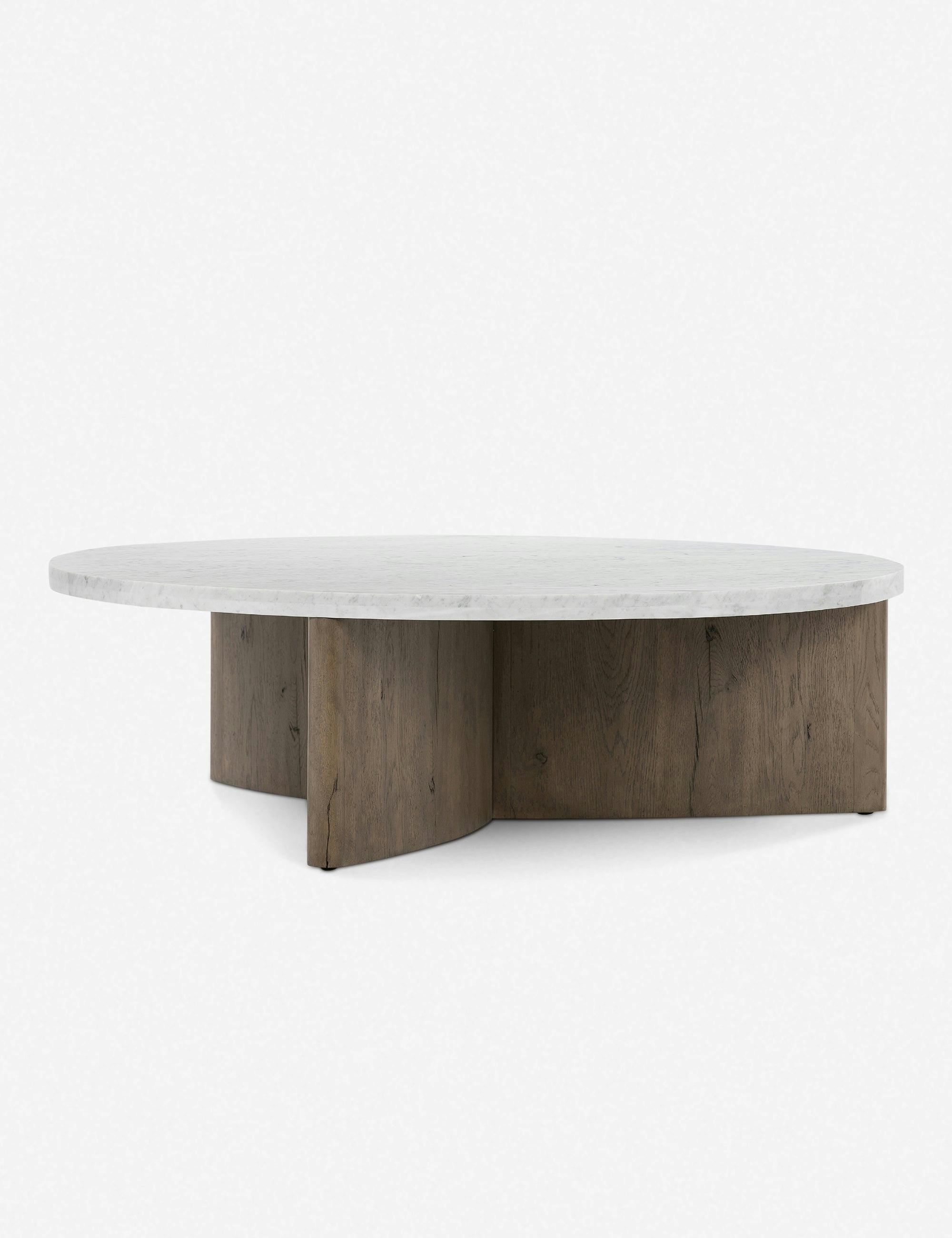 Contemporary Rustic Grey Oak & White Marble Round Coffee Table