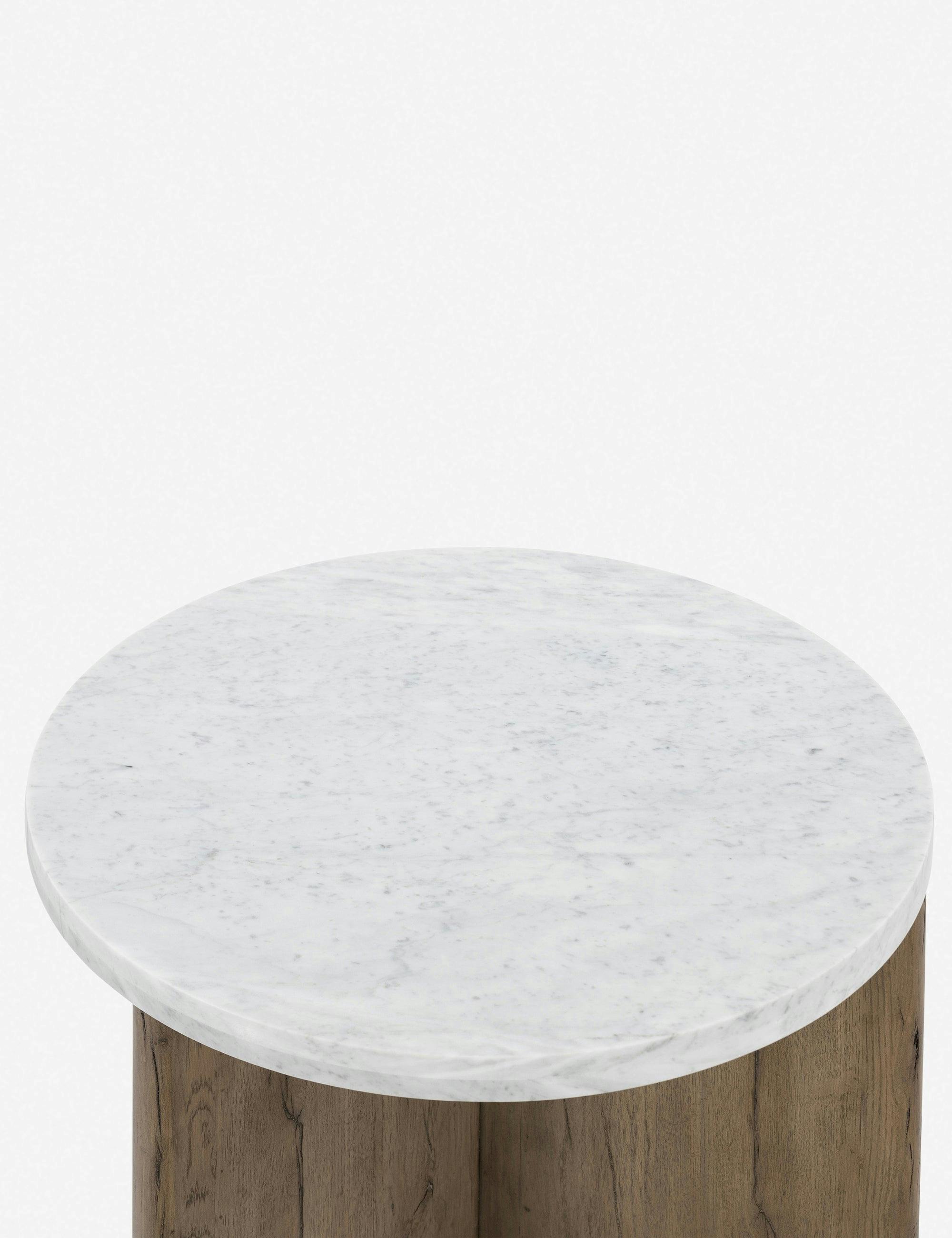 Voss Round Italian White Marble Side Table