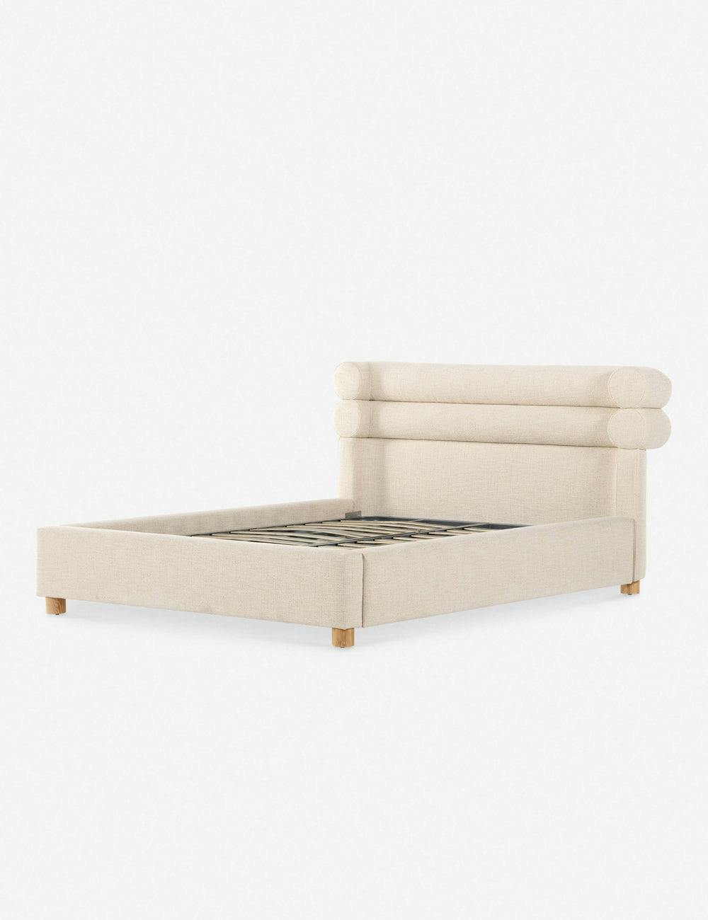 Tomi Queen Cream Upholstered Platform Bed