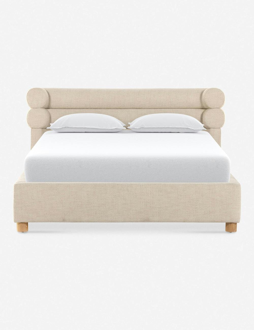 Tomi King Cream Upholstered Platform Bed