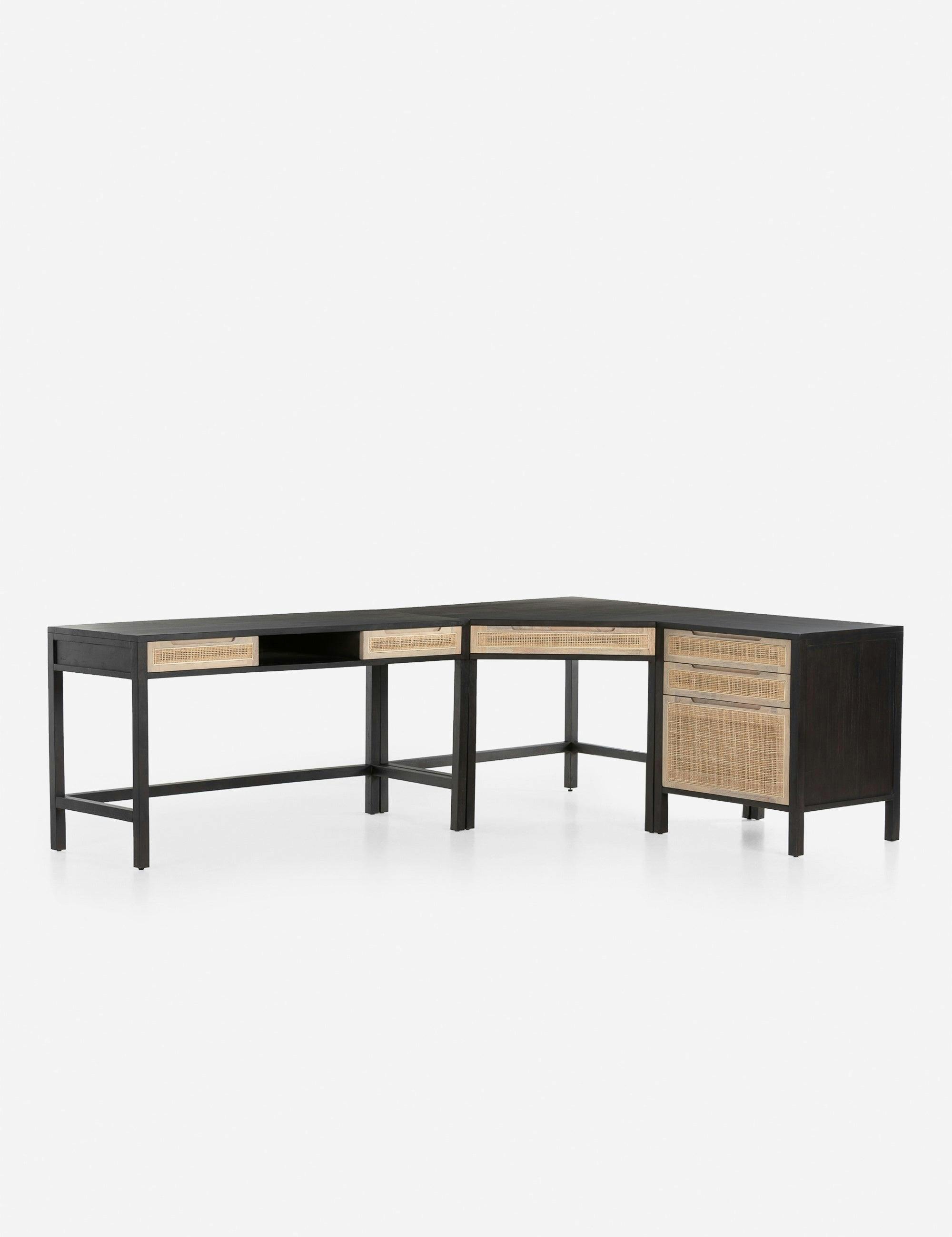 Margot Black Modular Desk with Filing Cabinet