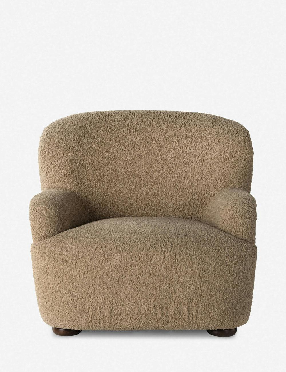 Preston Camel Sheepskin Upholstered Wingback Arm Chair