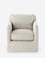 Elegant Cream Boucle Indoor/Outdoor Swivel Chair with Cushions