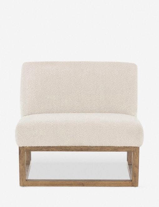 Kansia Modern Angular Wood Base Boucle Accent Chair