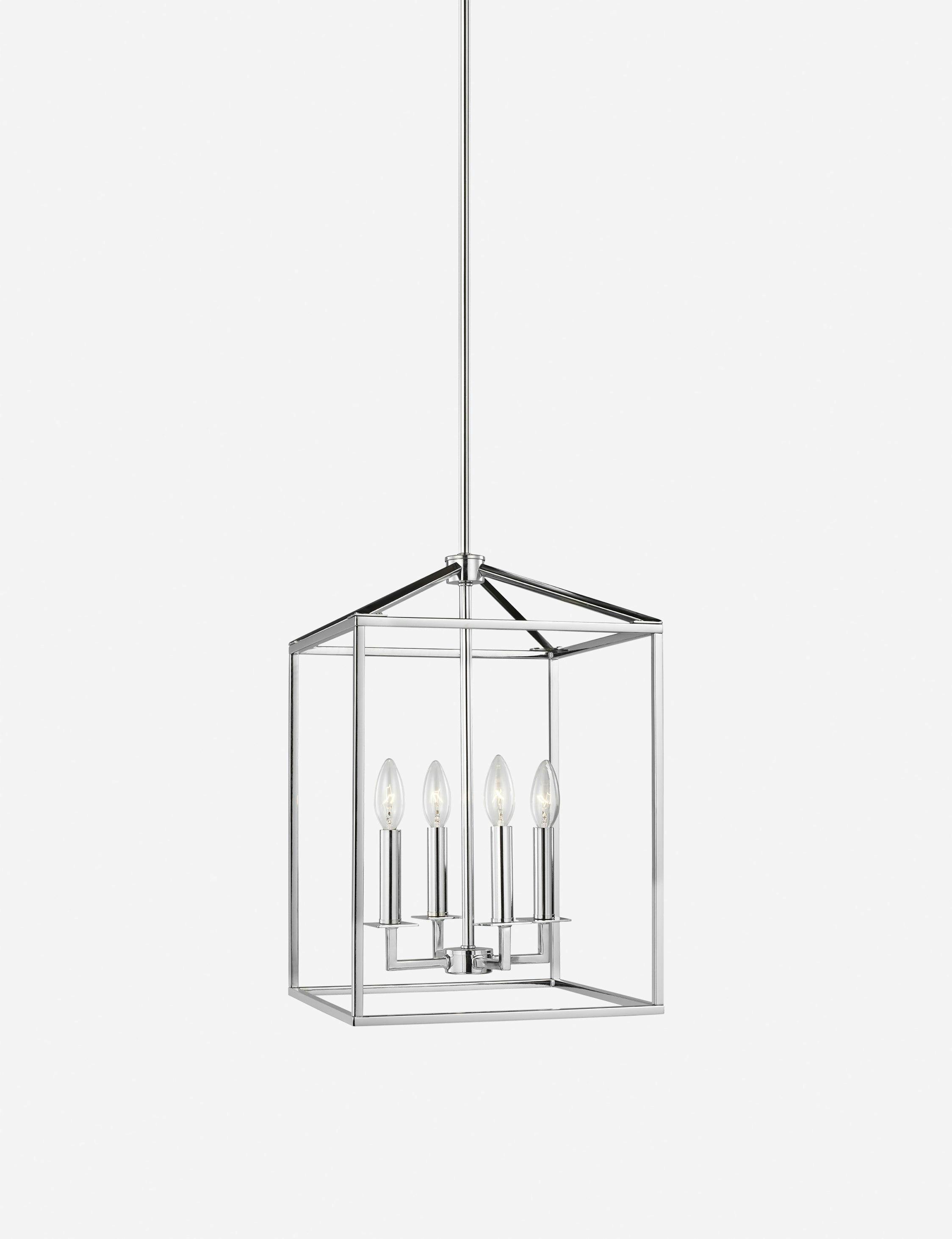 Ellery Chrome 4-Light Sleek Island Pendant with Clear Silver Wire