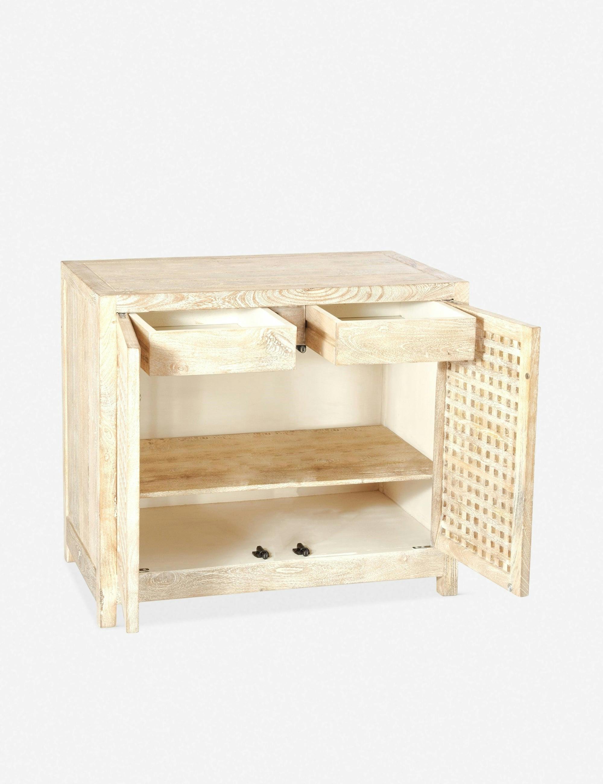 Seaside Driftwood Lattice Cabinet with Adjustable Shelves