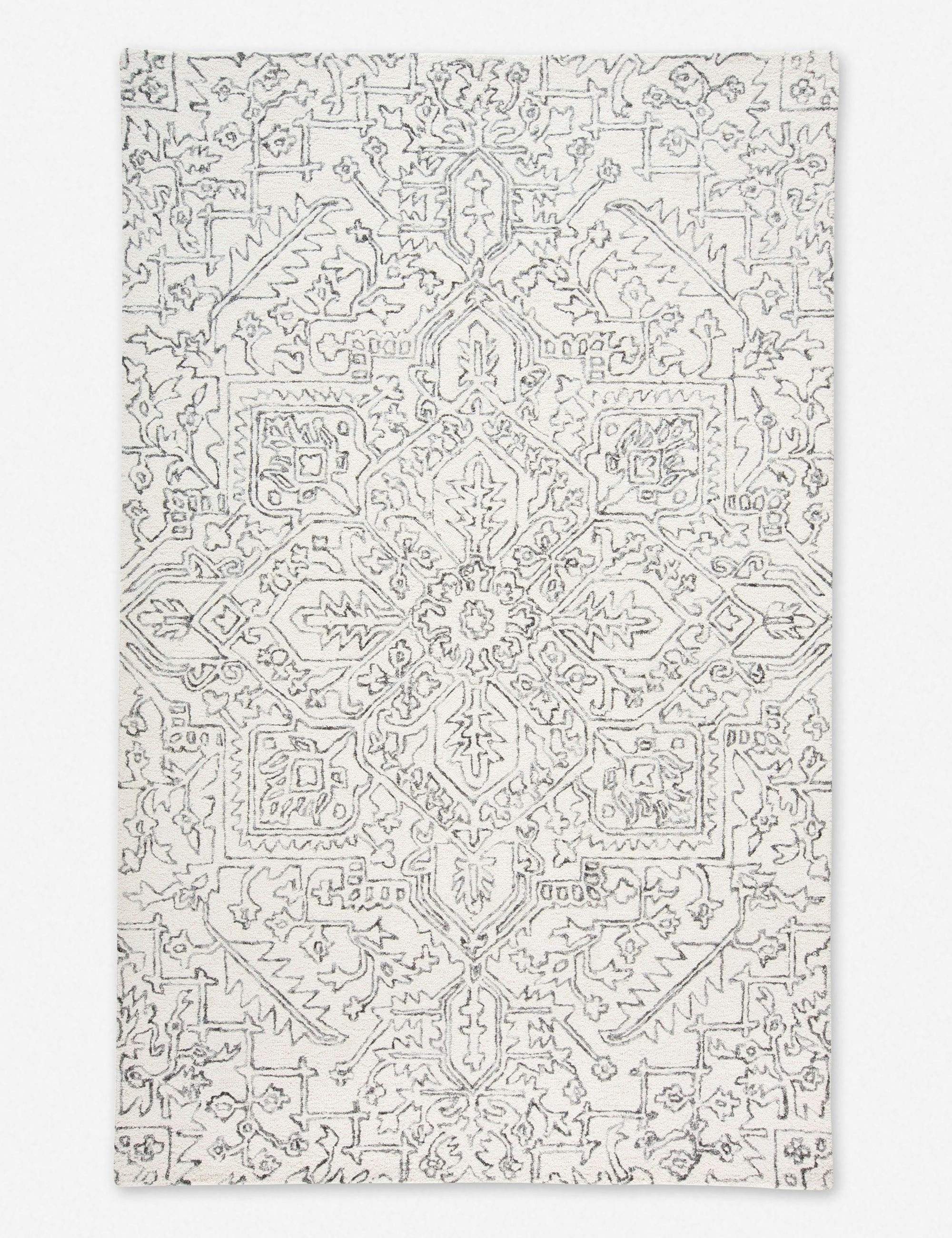 Ivory & Charcoal Hand-Tufted Wool Rectangular Rug - 2' x 3'