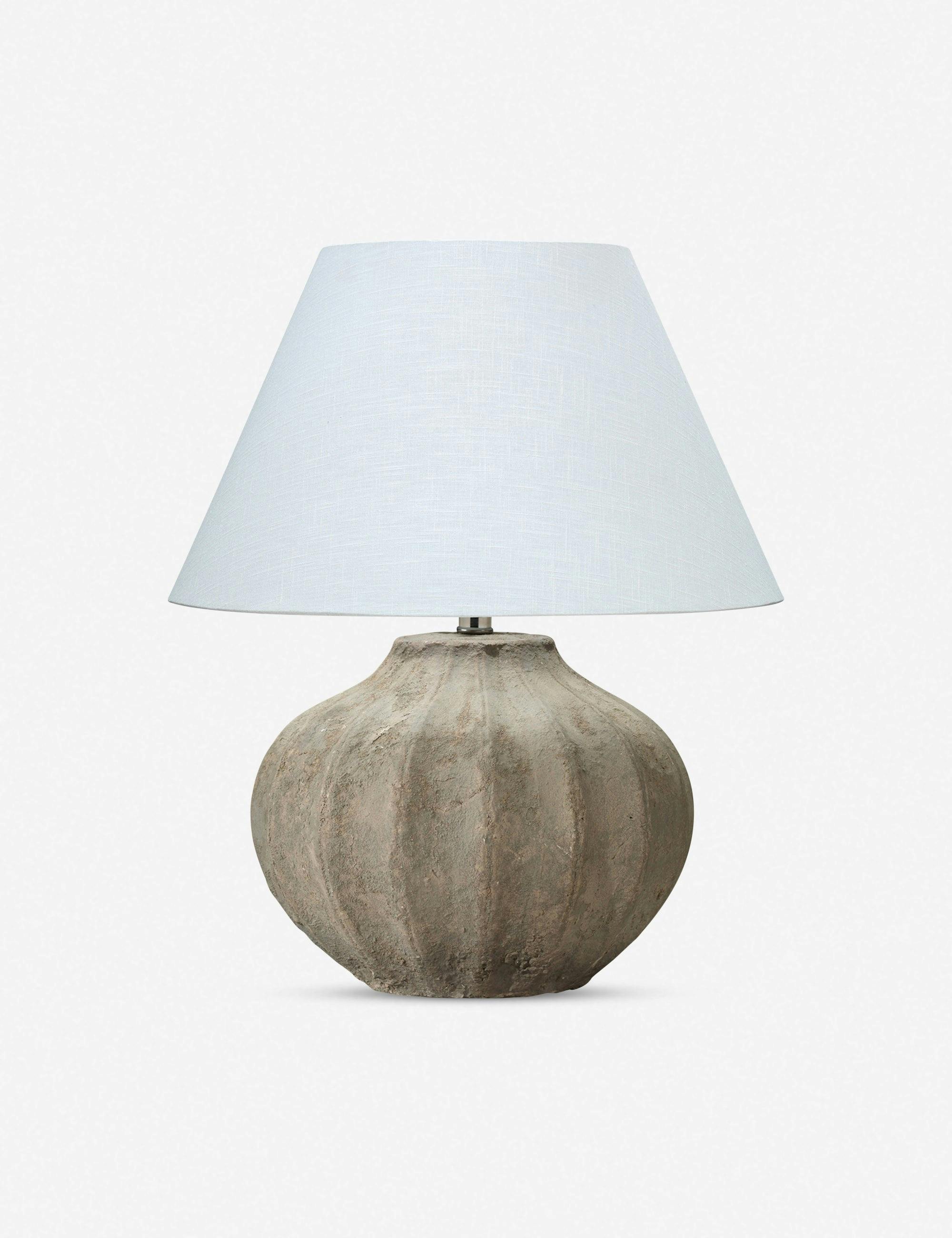 Sorrento Sand Finish Ceramic Table Lamp with White Linen Shade