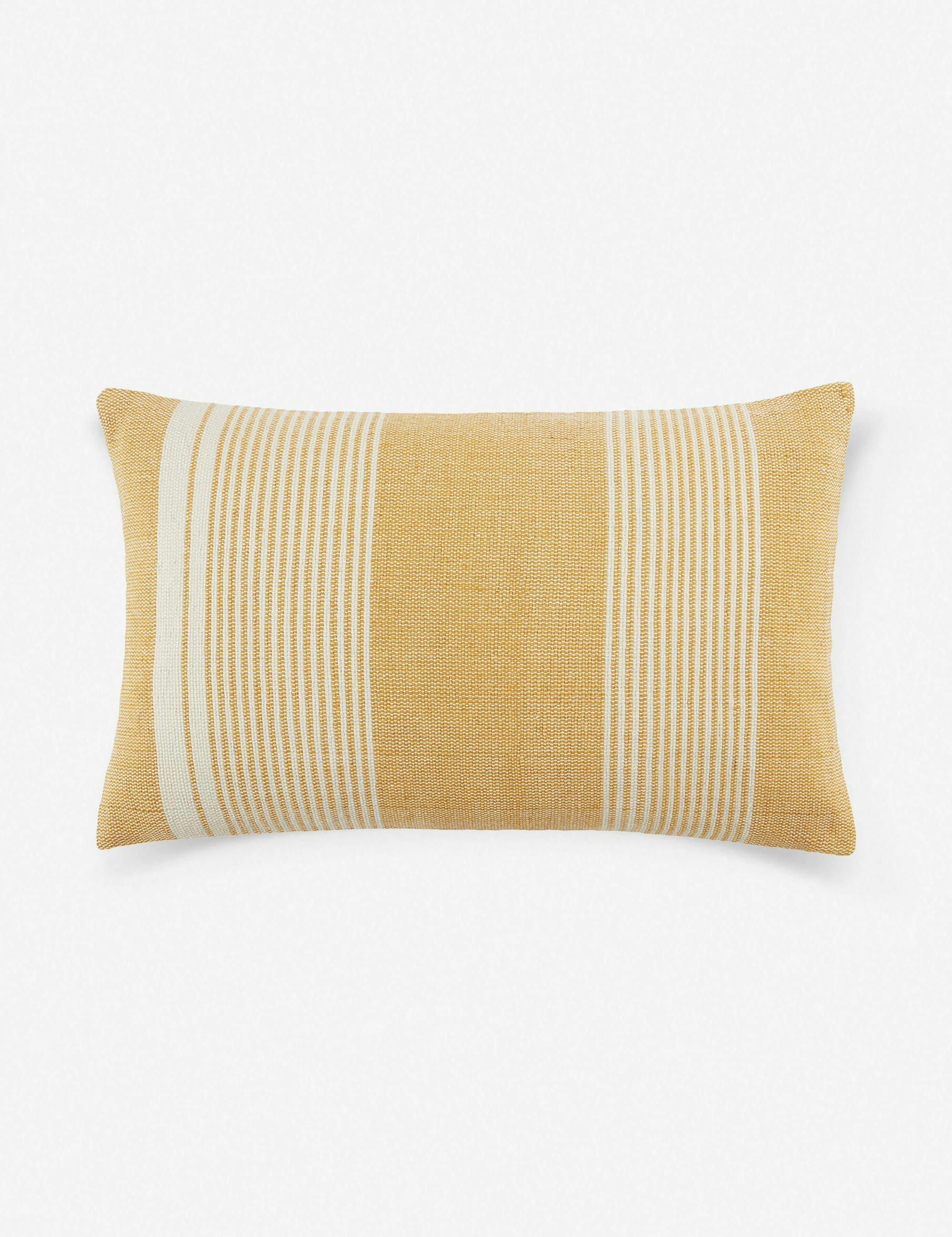 Kristian 13"x21" Gold Striped Indoor/Outdoor Lumbar Pillow