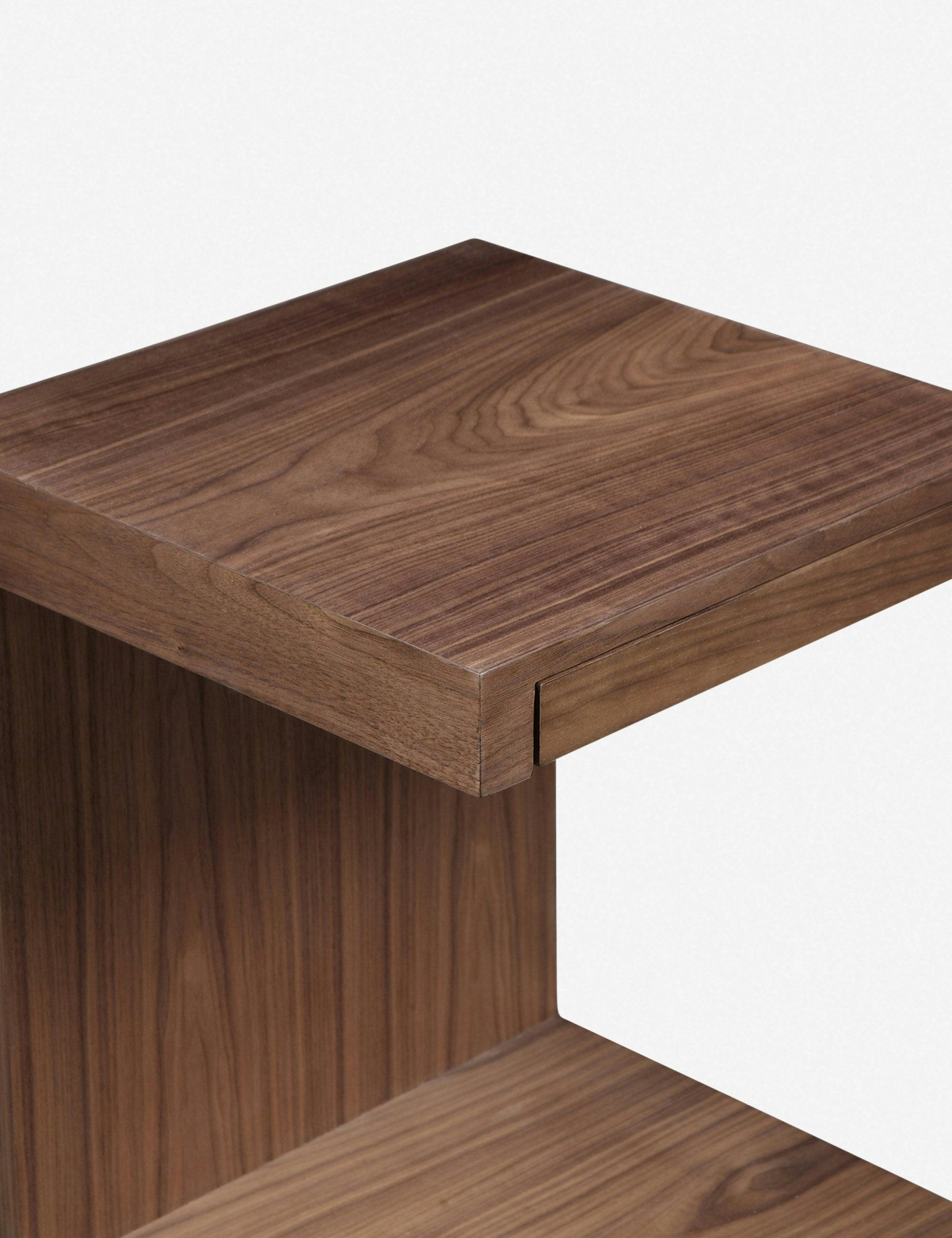 Leila Rustic Lodge Brown Walnut Wood Single Drawer Square C Side Table