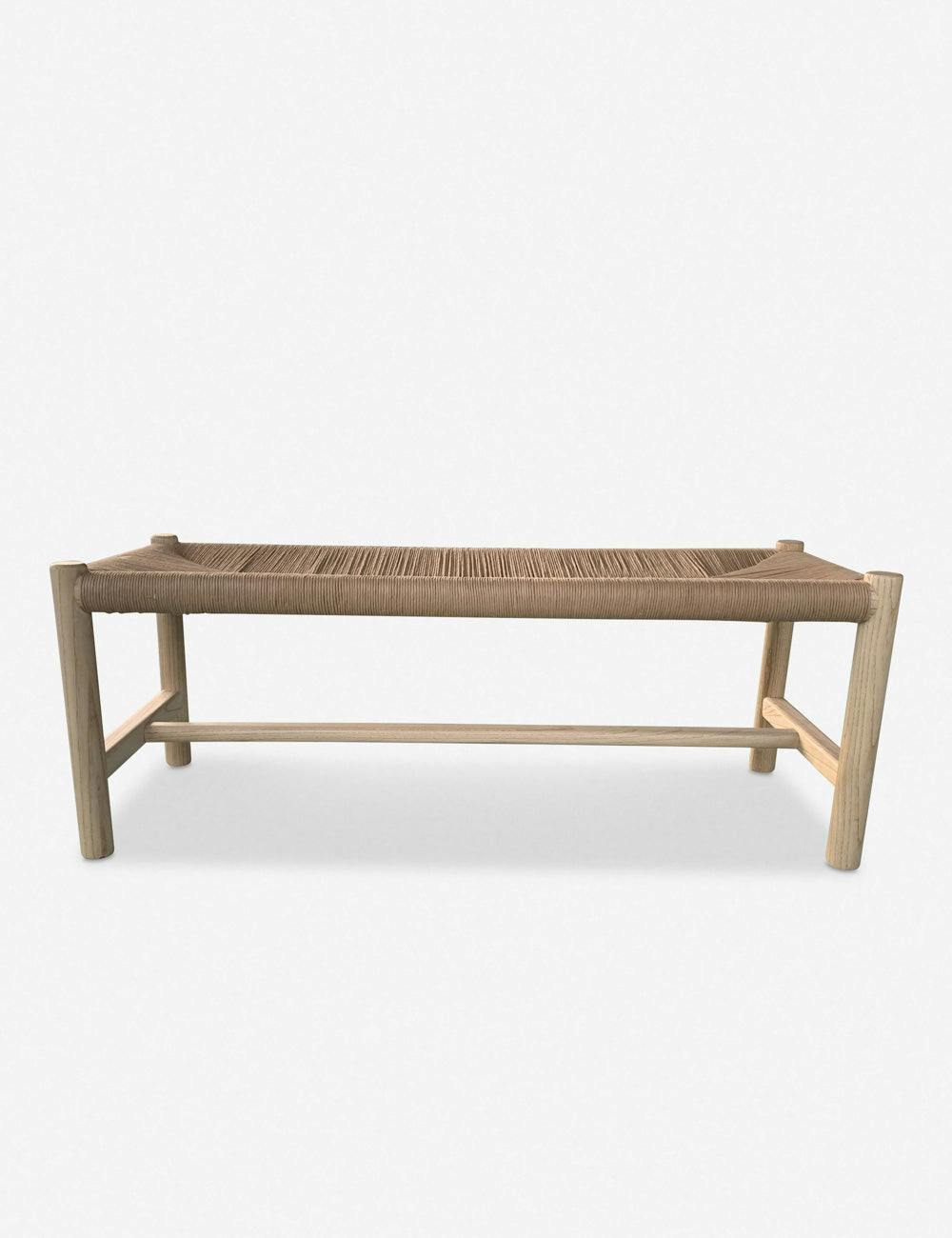 Hawthorn Natural Elm Wood Bench with Woven Fiber Rope Seat - 60"W
