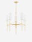 Elegant Aged Brass 5-Light Chandelier with Belgian Linen Shades