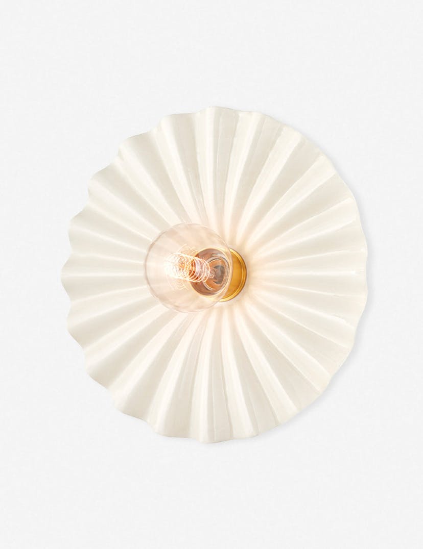 Madrona Sconce - White and Brass / 33"W