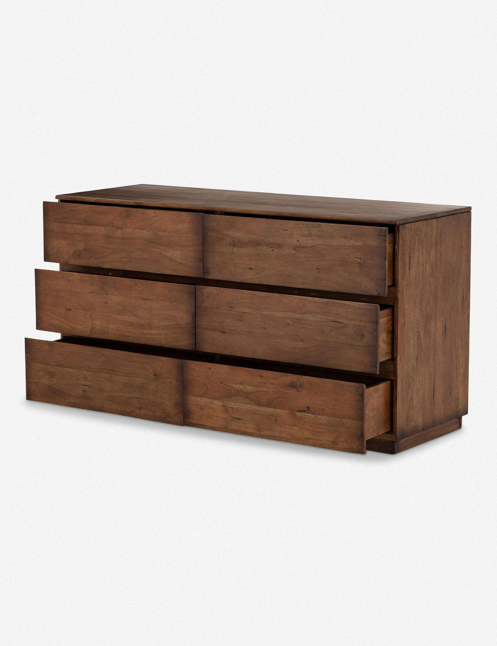 Arturo Wide Acacia Wood 6-Drawer Dresser