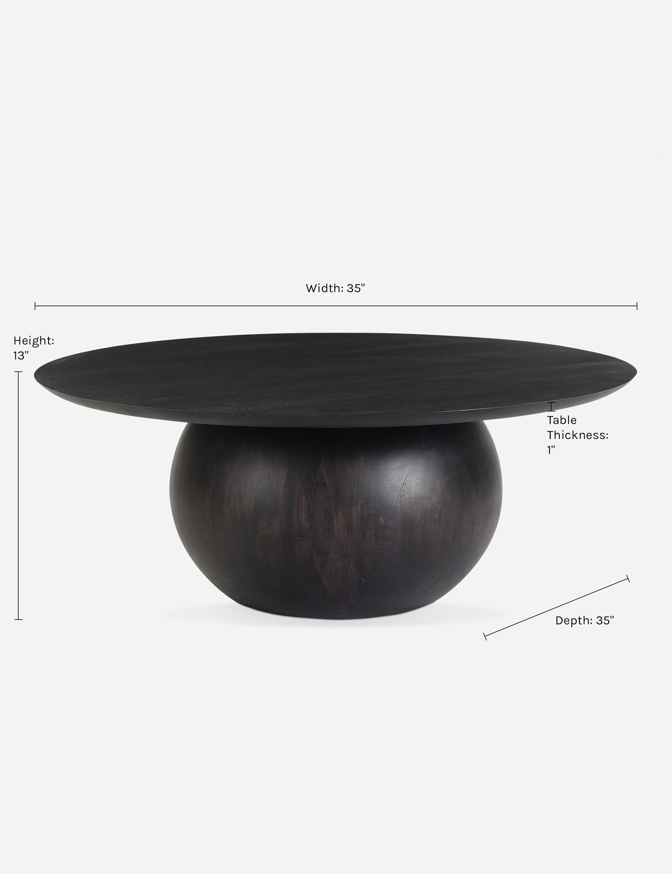 Ordin Mid Century Modern Black Acacia Wood Round Coffee Table - Small