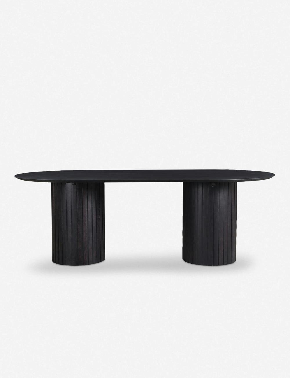 Benedict 86"W Black Oval Acacia Wood Dining Table