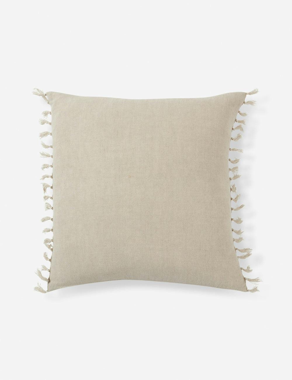 Roy Majere Handmade Linen Round Pillow with Tassels - Gray, 20"