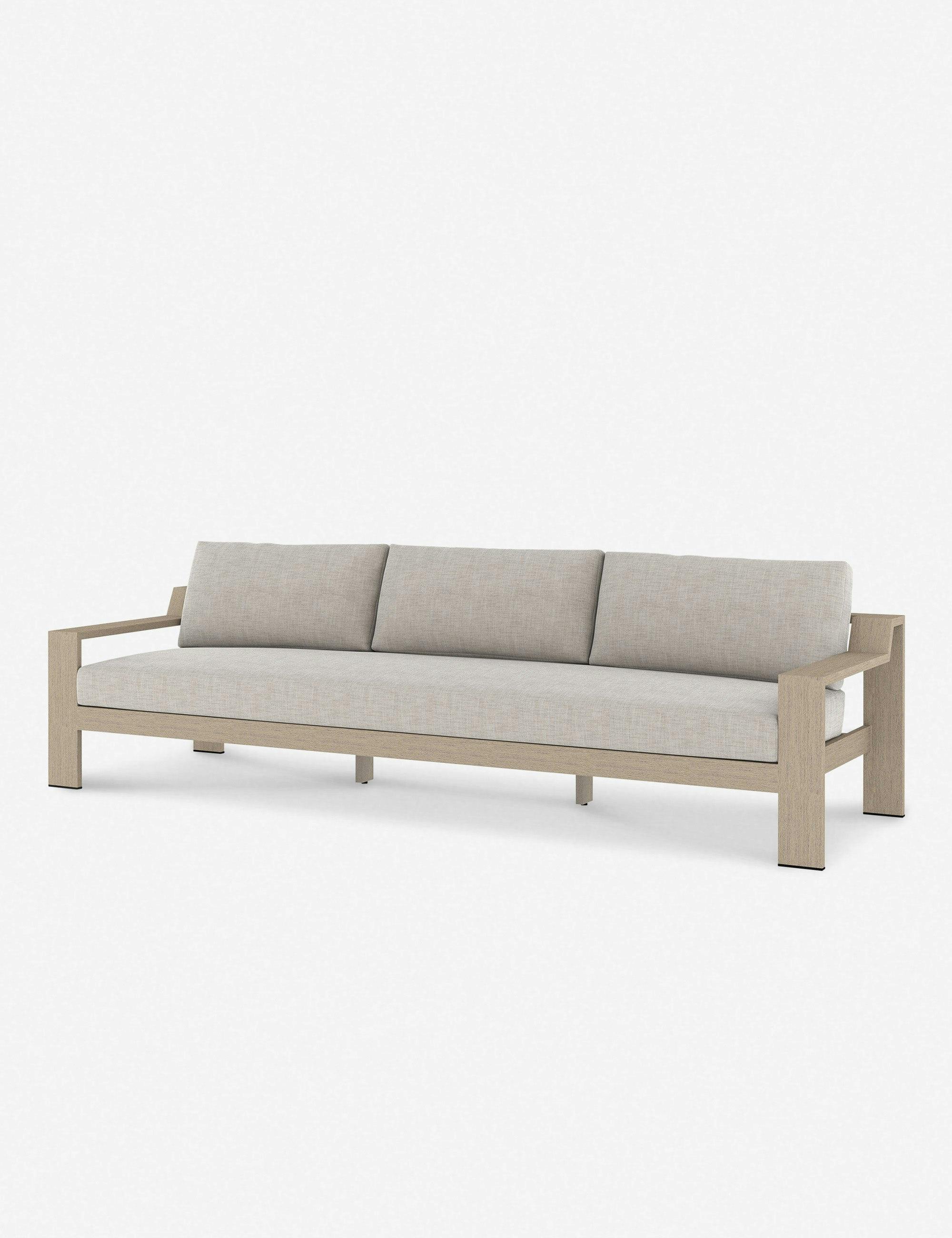 Mona 106"W Light Grey Natural Teak Outdoor Sofa