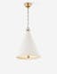 Aged Brass and White Plaster Cone Pendant Light, 1-Light