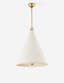 Elegant Buxton Large Pendant in White Plaster and Aged Brass