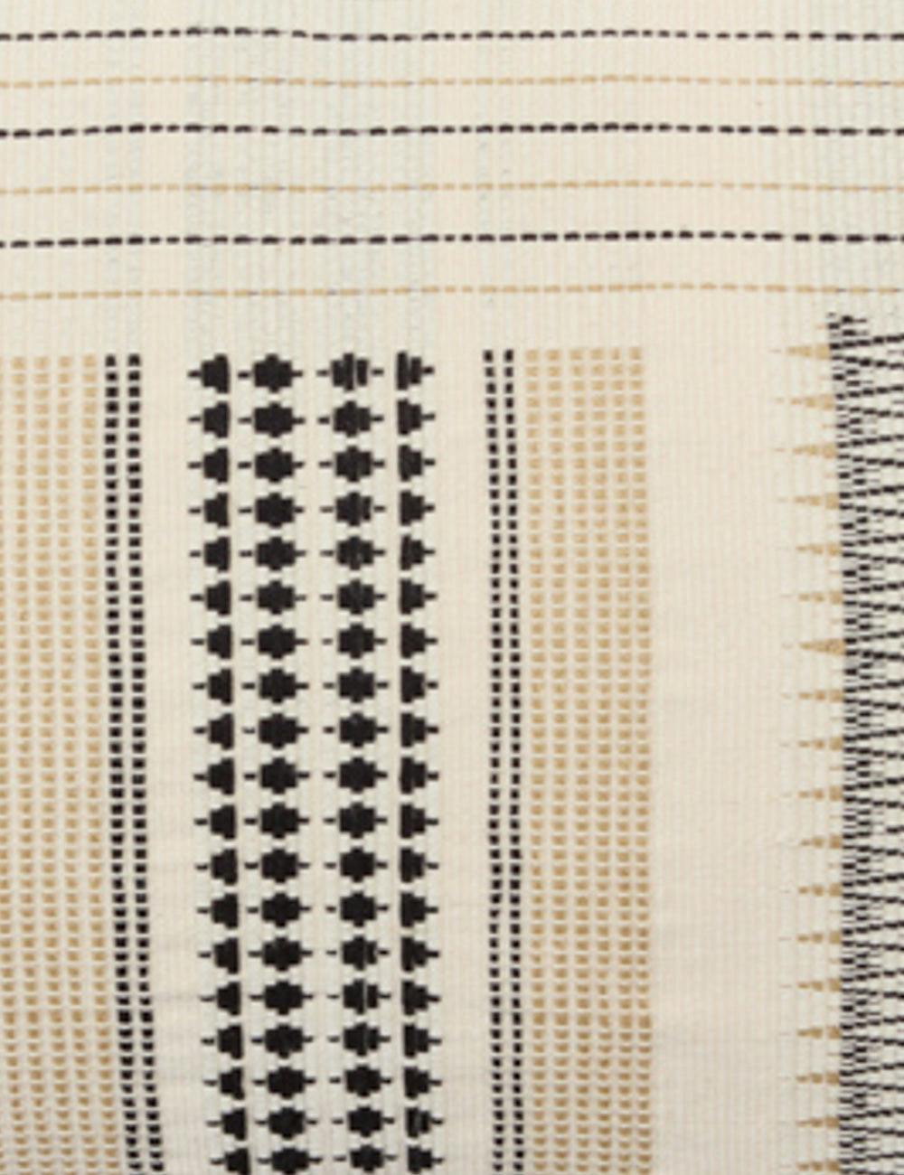 Nagaland Artisan Embroidered Cream Cotton Lumbar Pillow