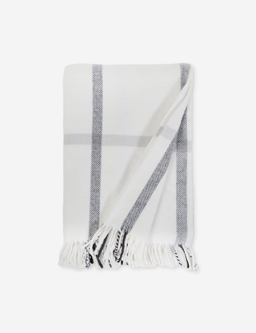 Copenhagen Brushed Cotton Throw by Pom Pom at Home - White and Gray
