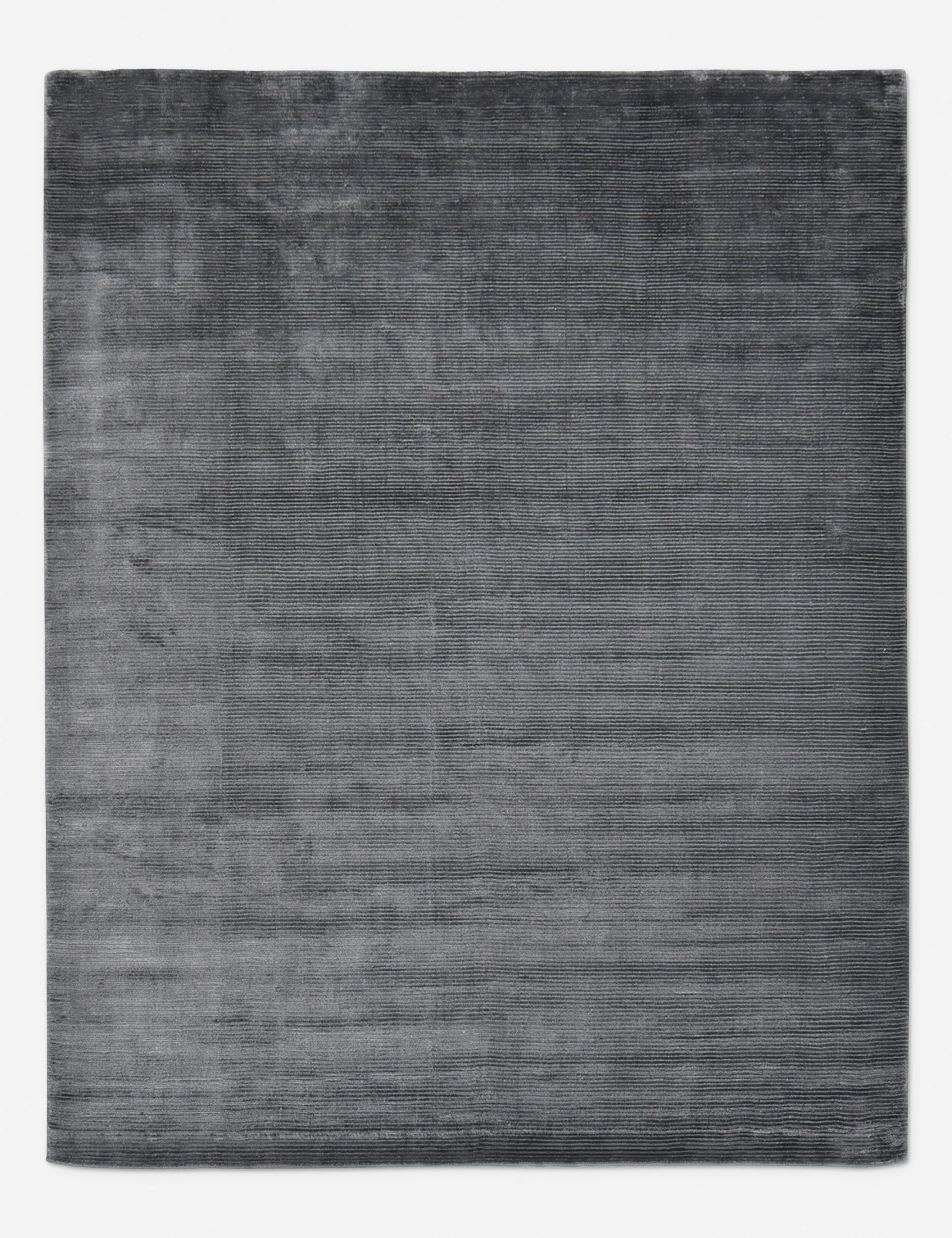 Luxurious Dark Gray 8' x 10' Hand-Knotted Wool & Viscose Rug