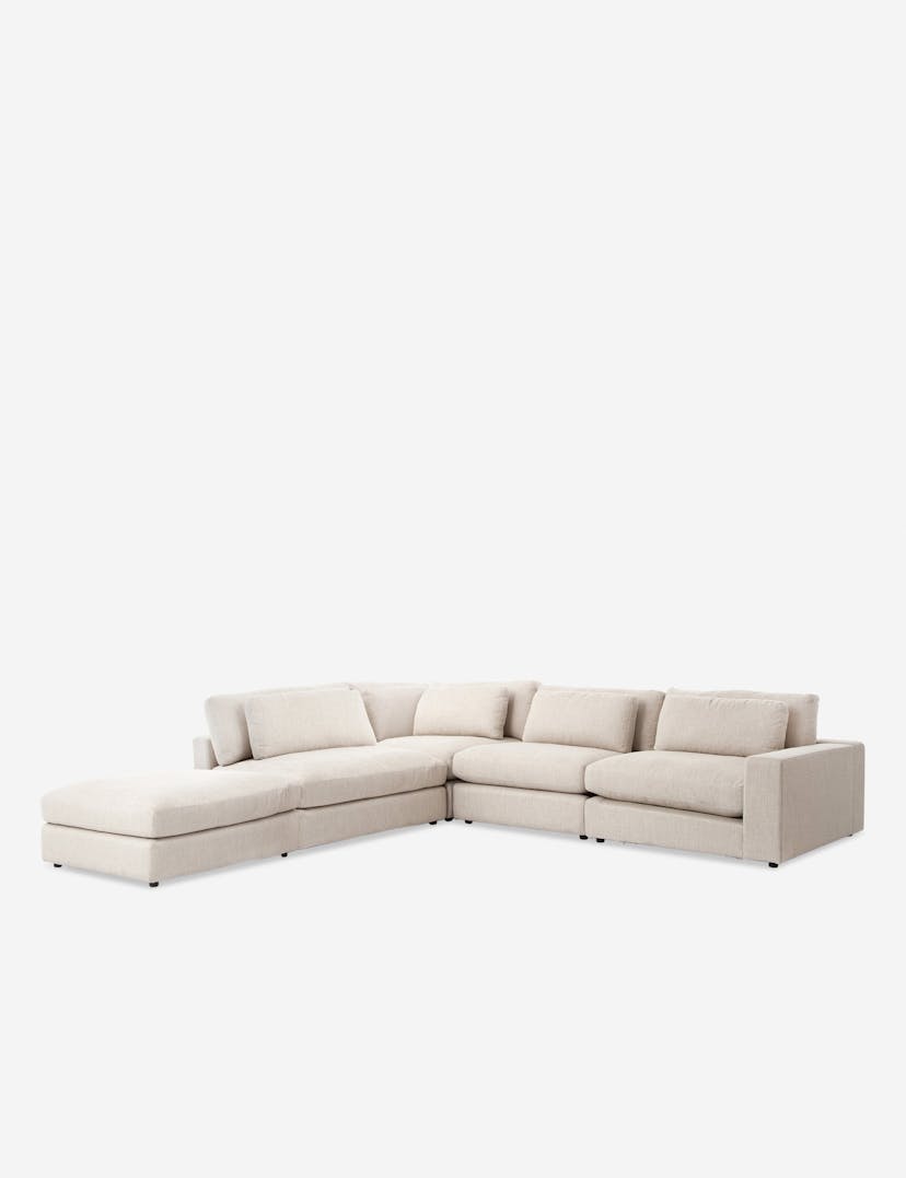 Cresswell Corner Sectional Sofa - Off White / 4-Piece / Right-Facing with Ottoman