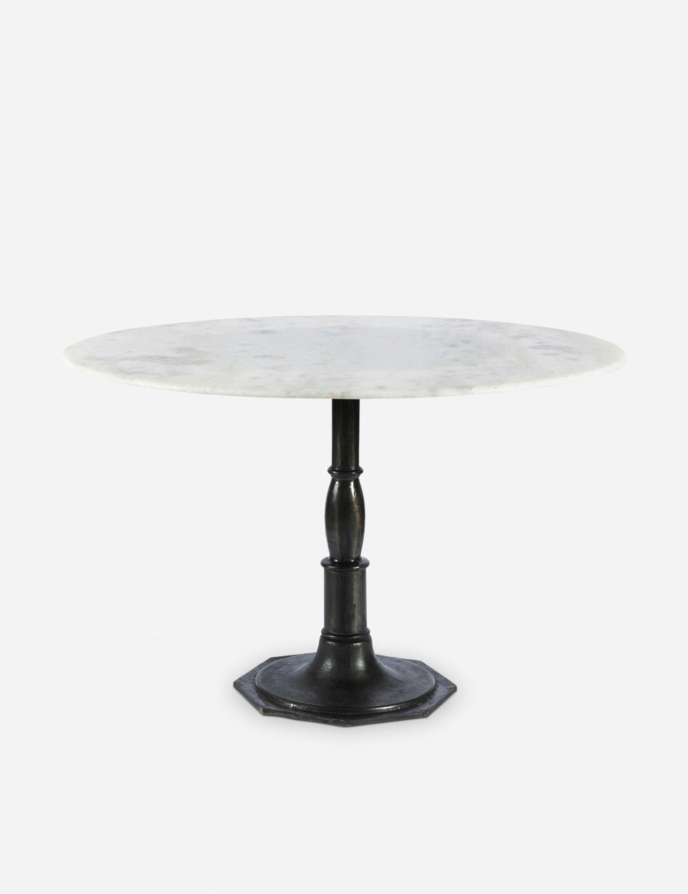 Victoria 48" French White Marble Top Round Dining Table