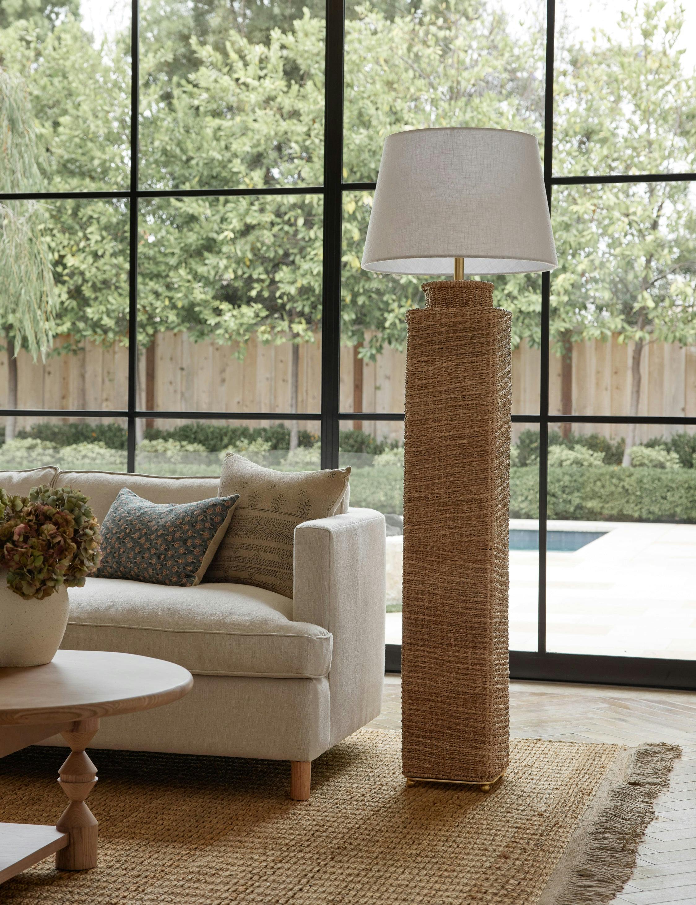 Transitional Adjustable Gold and White Steel Floor Lamp Set