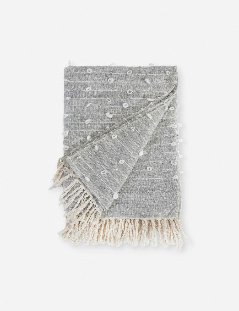 Zaidee Luxurious Natural Grey Oversized Handwoven Wool Blend Throw