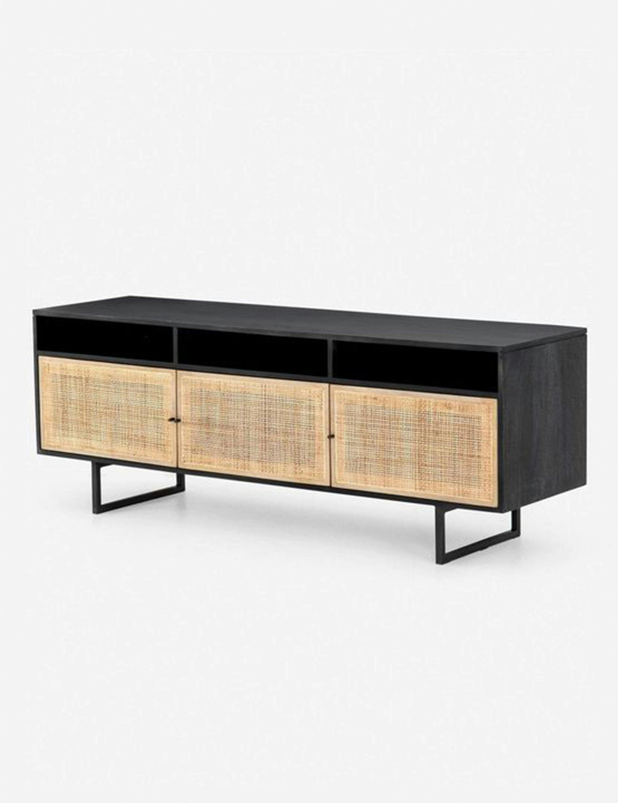 Ivy 65"W Light Brown Mango Wood and Cane Media Console