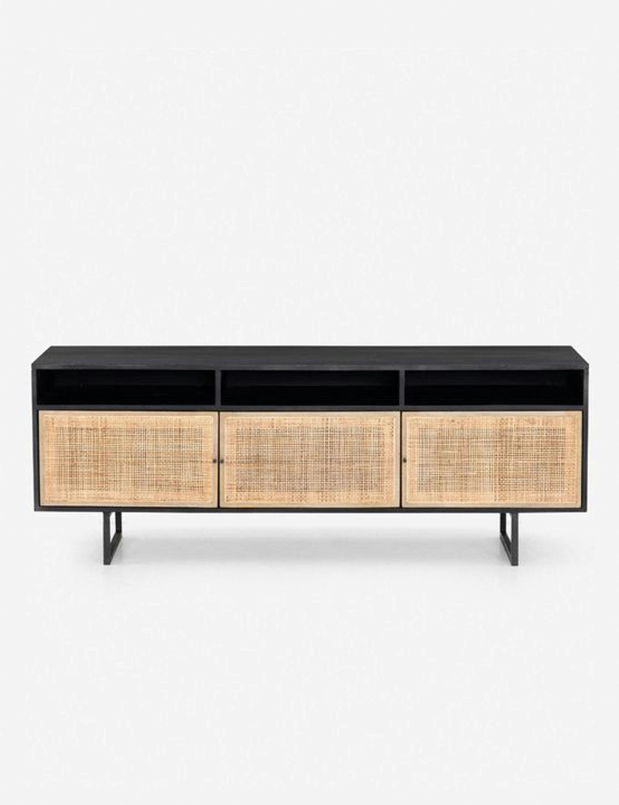 Ivy 65"W Light Brown Mango Wood and Cane Media Console