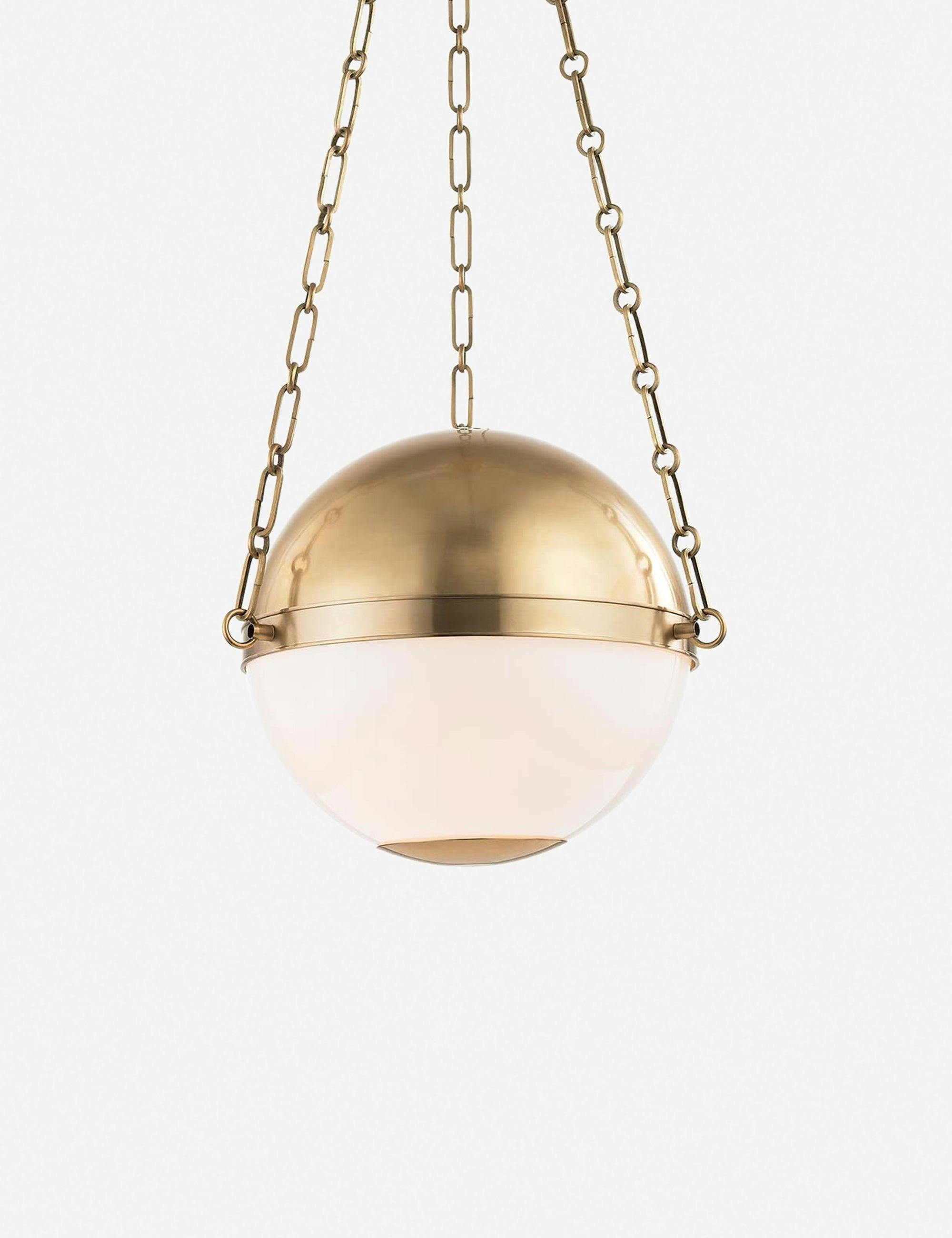 Aerin 22.5"-60" Adjustable Aged Brass Globe Pendant with Opal Glass