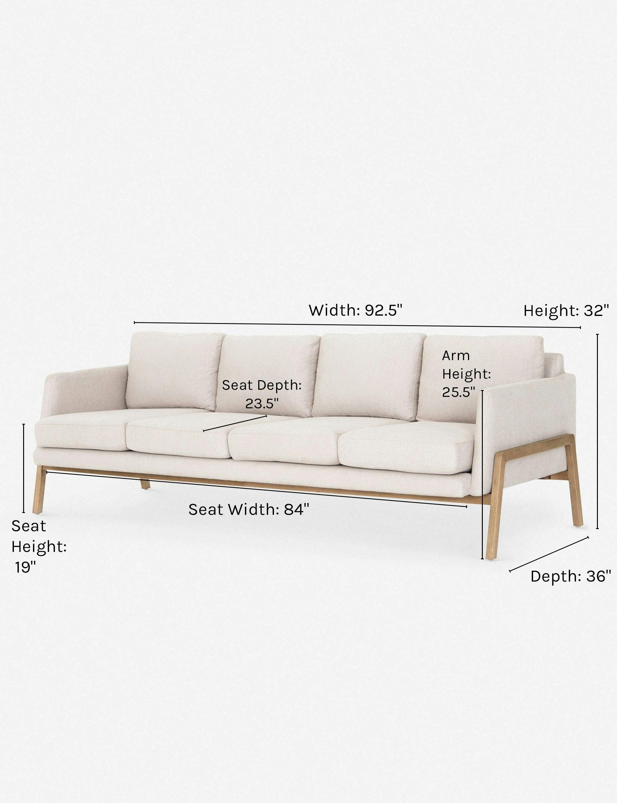 Afton Natural Performance Fabric Angled Wooden Frame Sofa