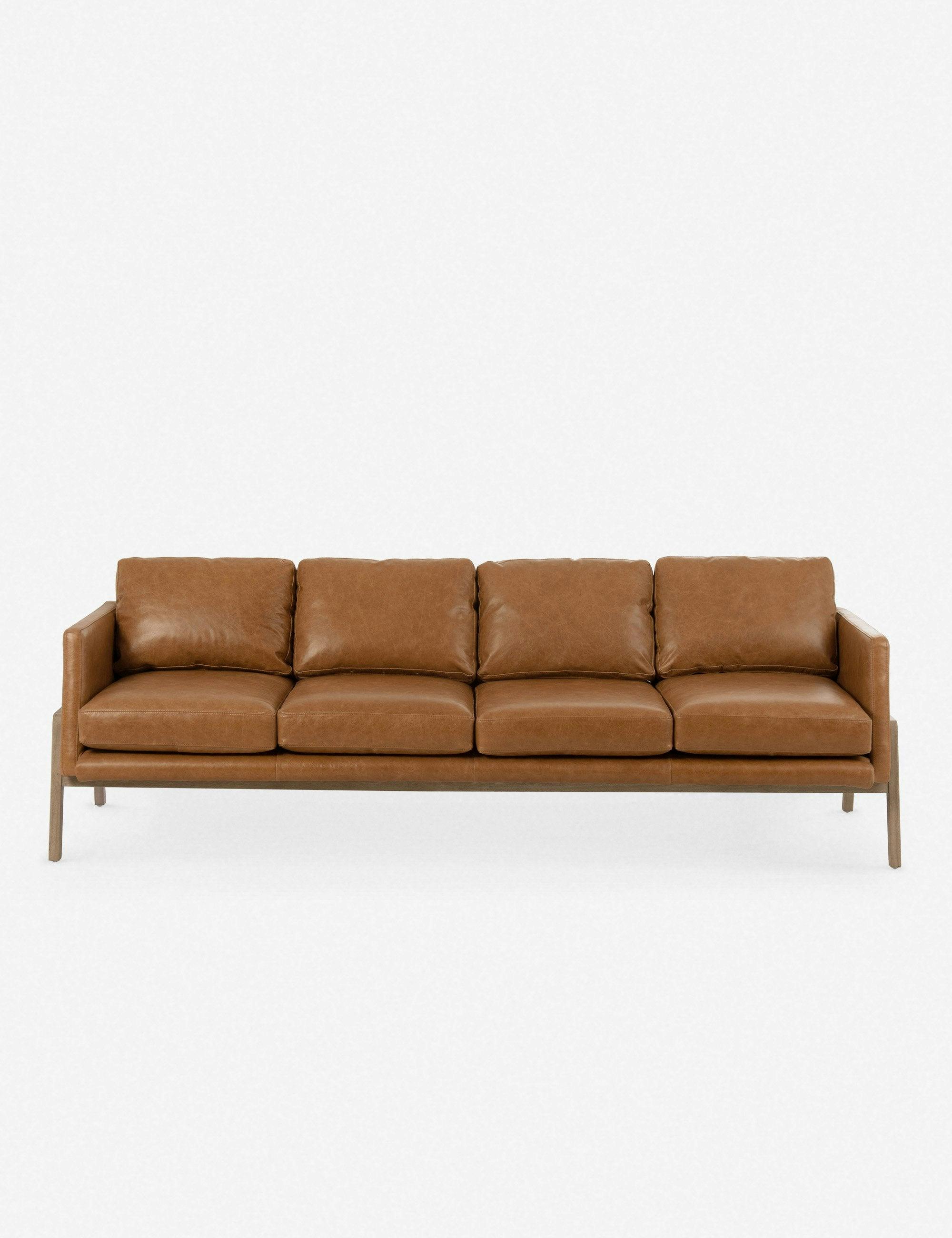 Afton Tan Leather Sofa