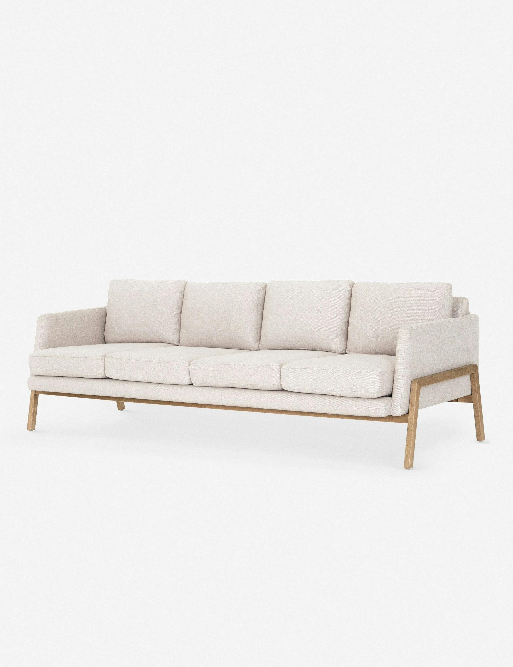 Afton Natural Performance Fabric Angled Wooden Frame Sofa