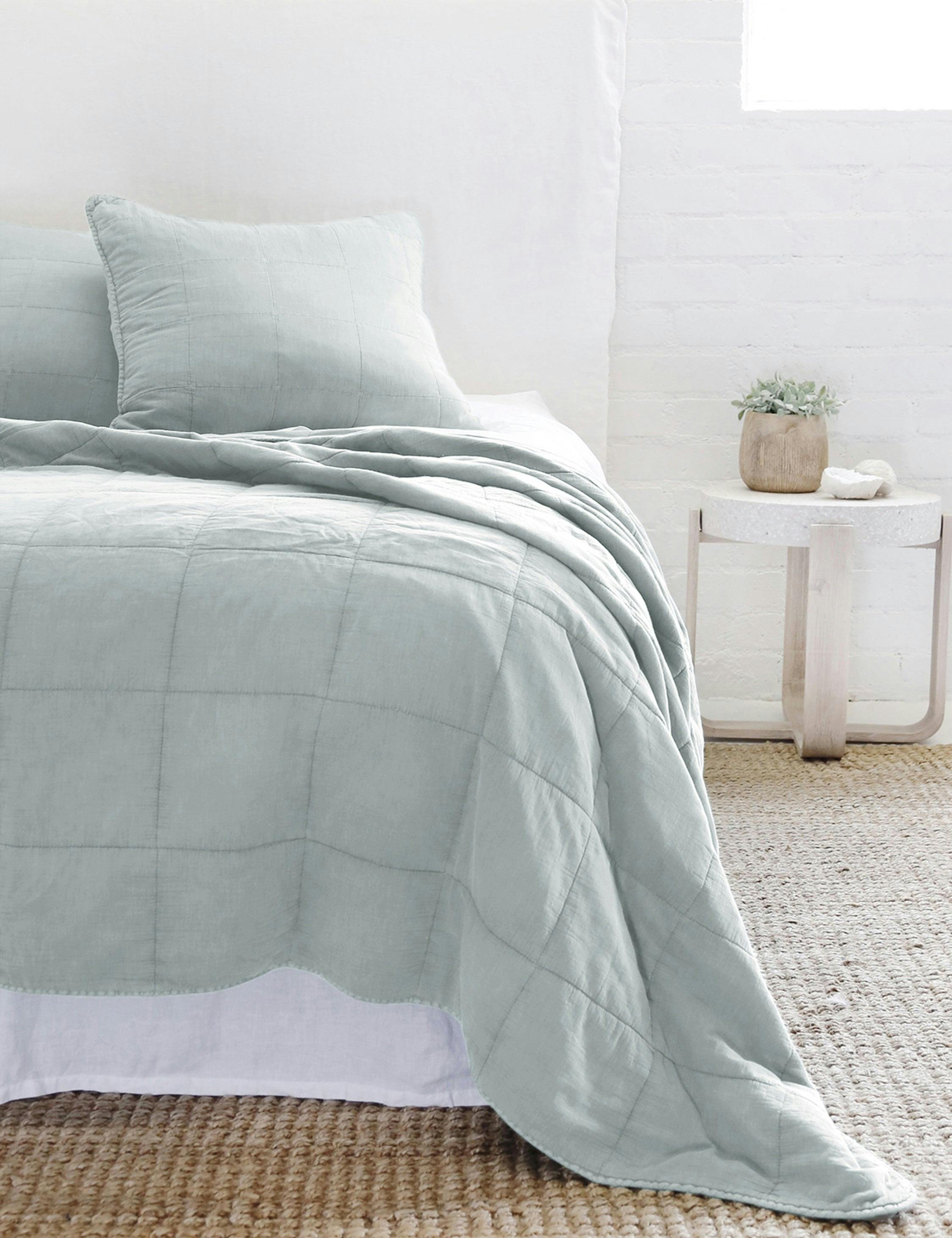 Antwerp Sky Blue King-Sized Cotton Quilted Coverlet