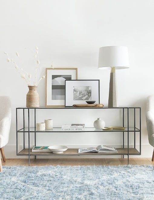 Asher Black Iron and Mango Wood Console Table