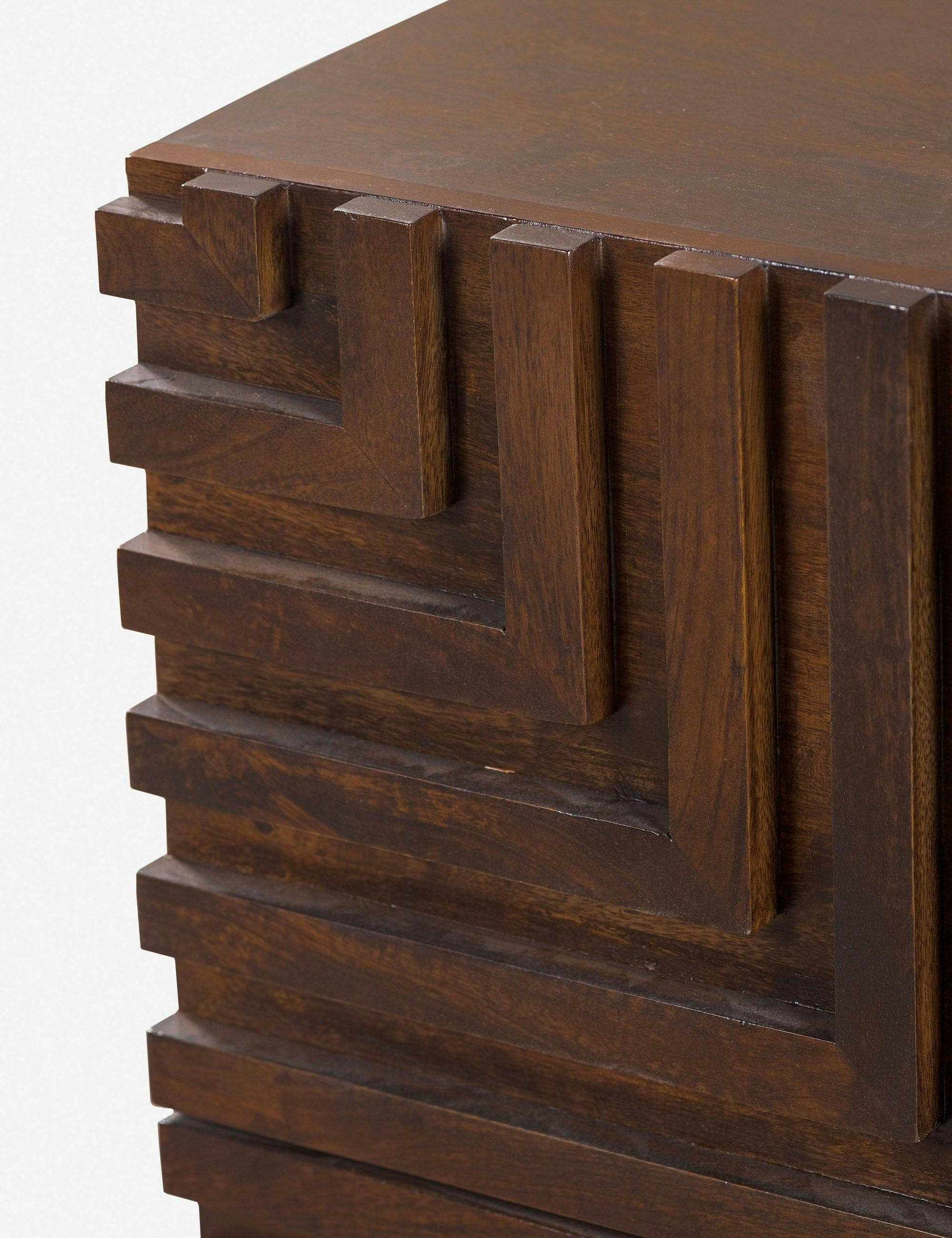 Cinzia Dark Brown Solid Hardwood 2-Drawer Nightstand