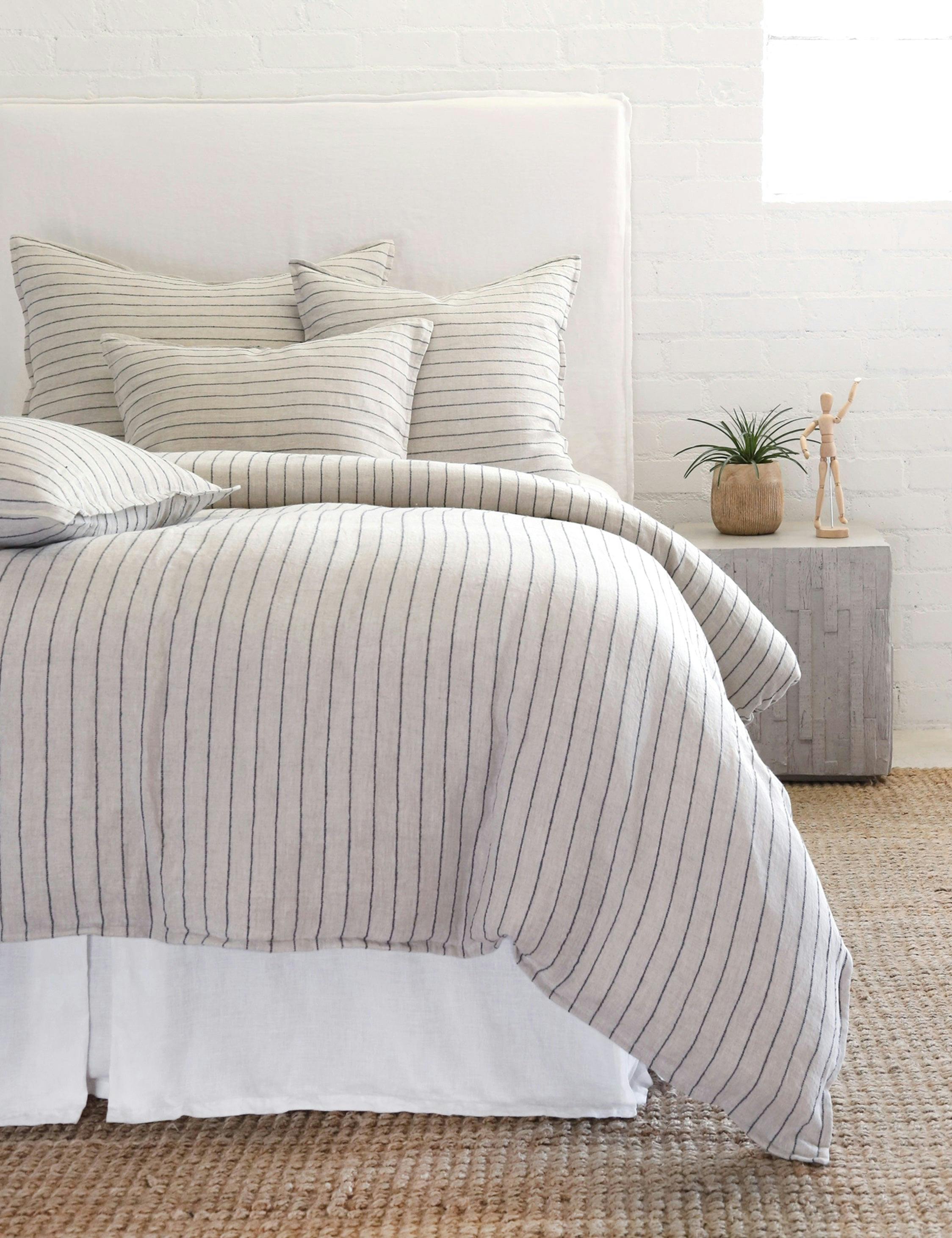 Blake Linen Duvet by Pom Pom at Home - Flax and Midnight / Queen