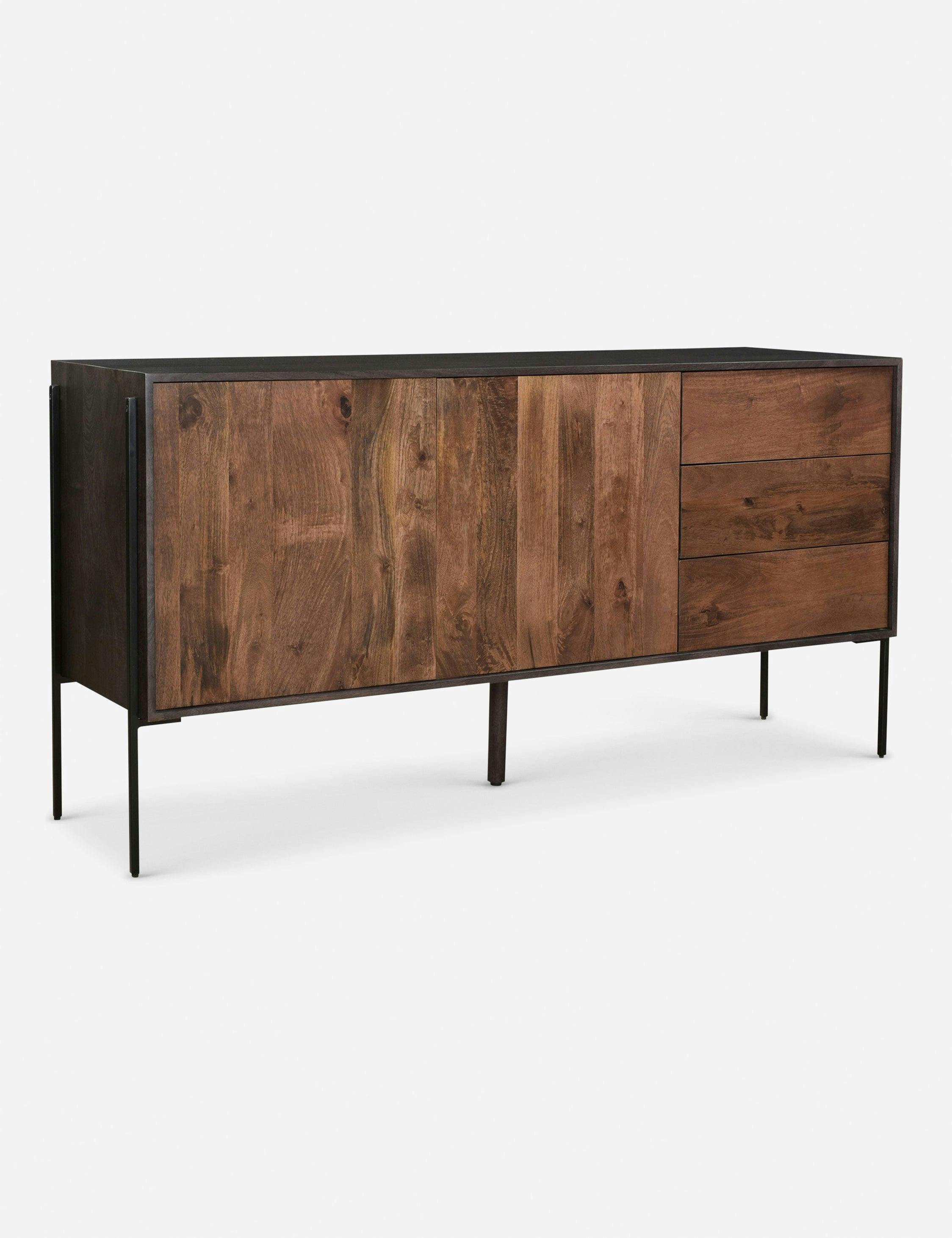Brianna Light Brown Mango Wood Sideboard with Iron Accents