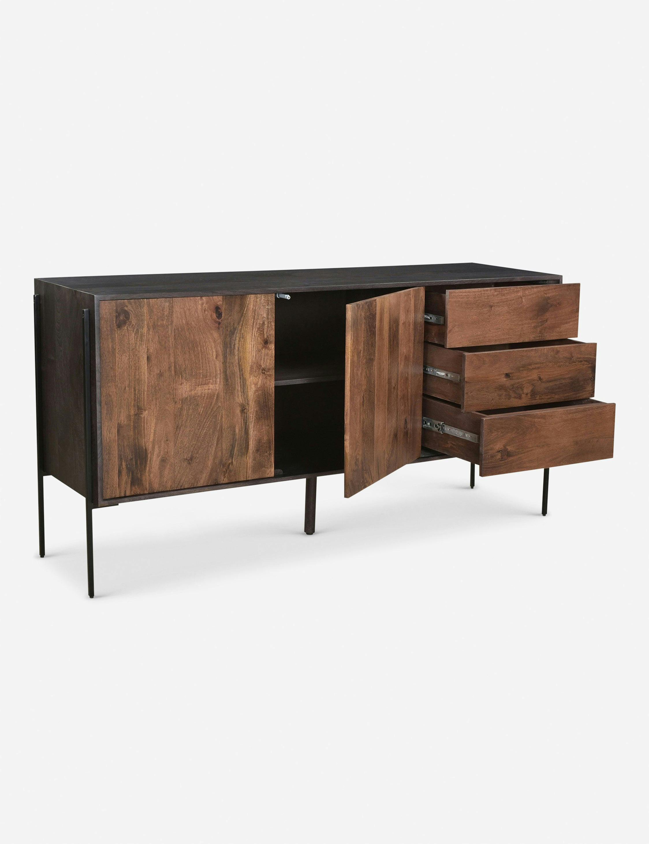 Brianna Light Brown Mango Wood Sideboard with Iron Accents