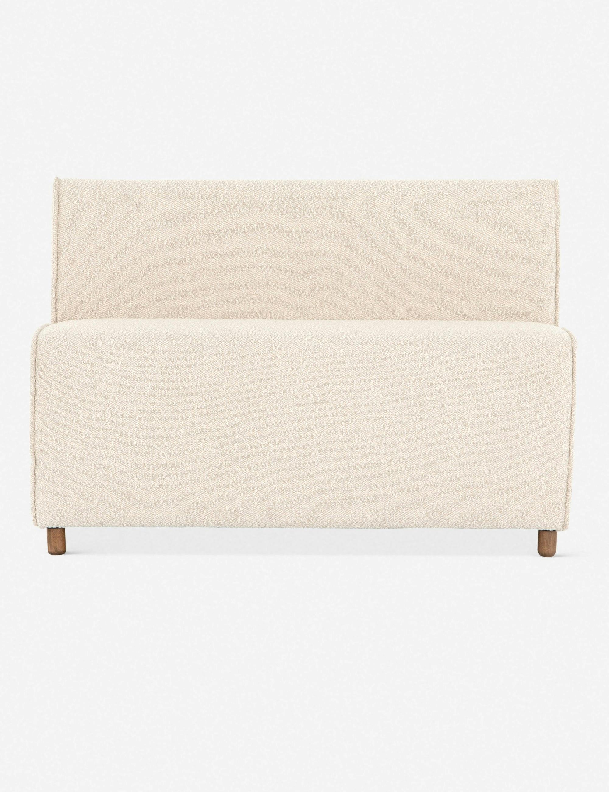 Lucia Cream Boucle Brown Wood Dining Bench