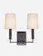 Clinton Dual-Arm Old Bronze Wall Sconce with Off-White Parchment Shades