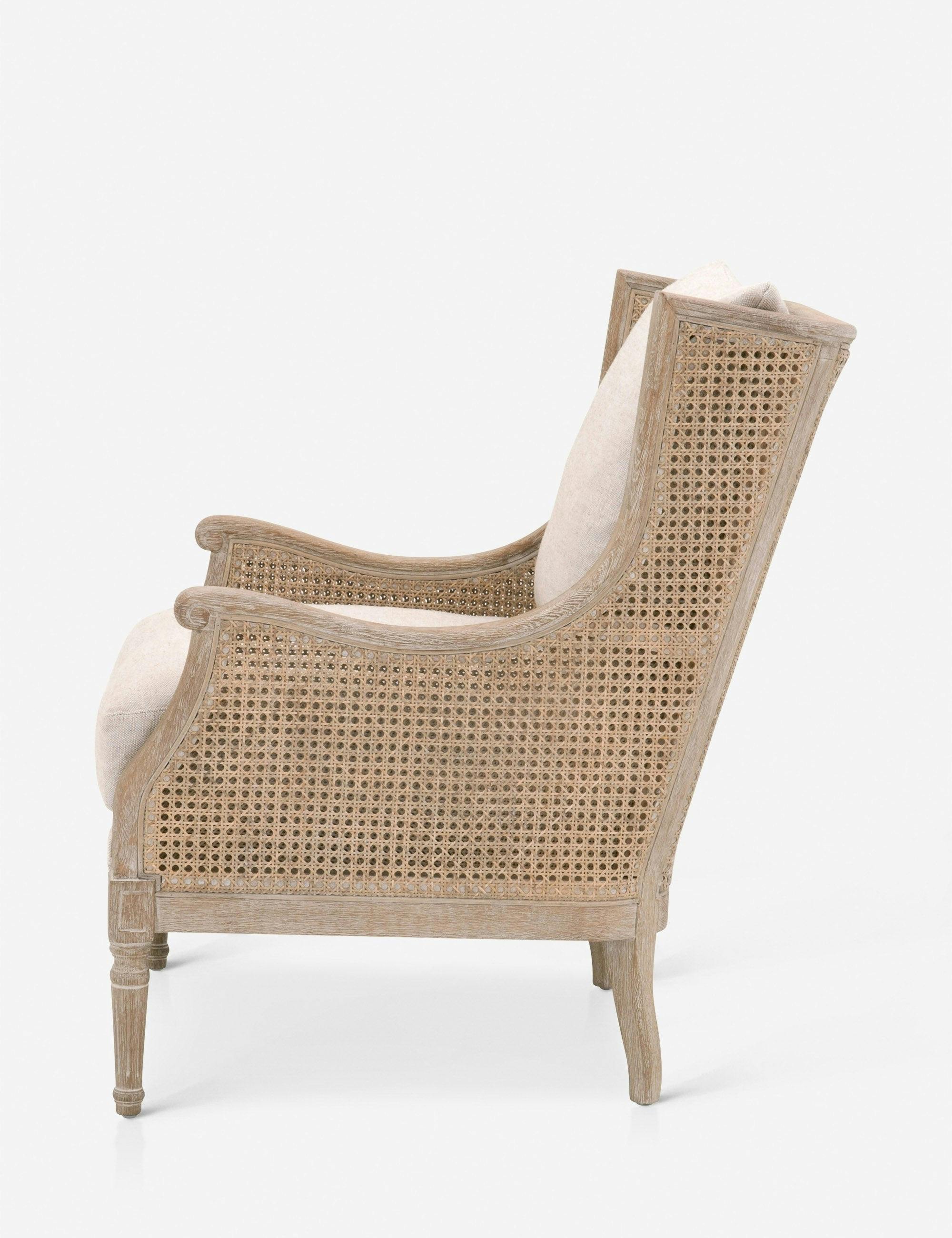Oxford Bisque Linen Blend Natural Cane Accent Chair
