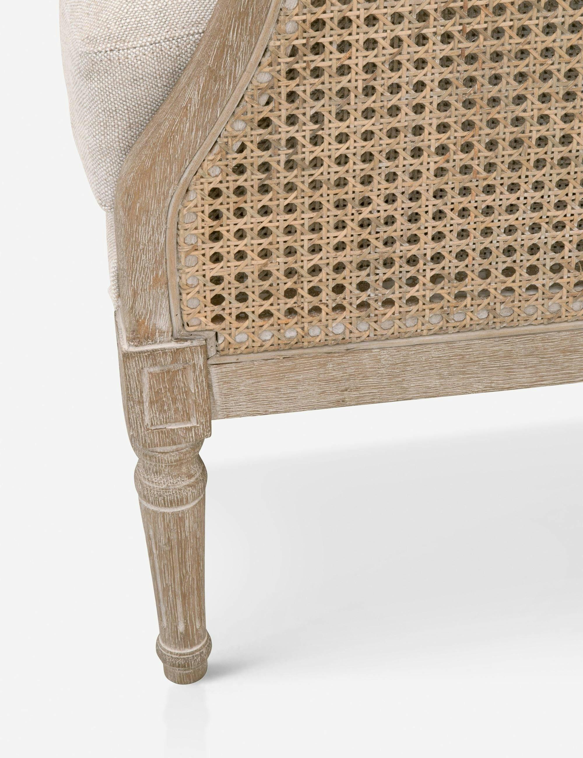 Oxford Bisque Linen Blend Natural Cane Accent Chair